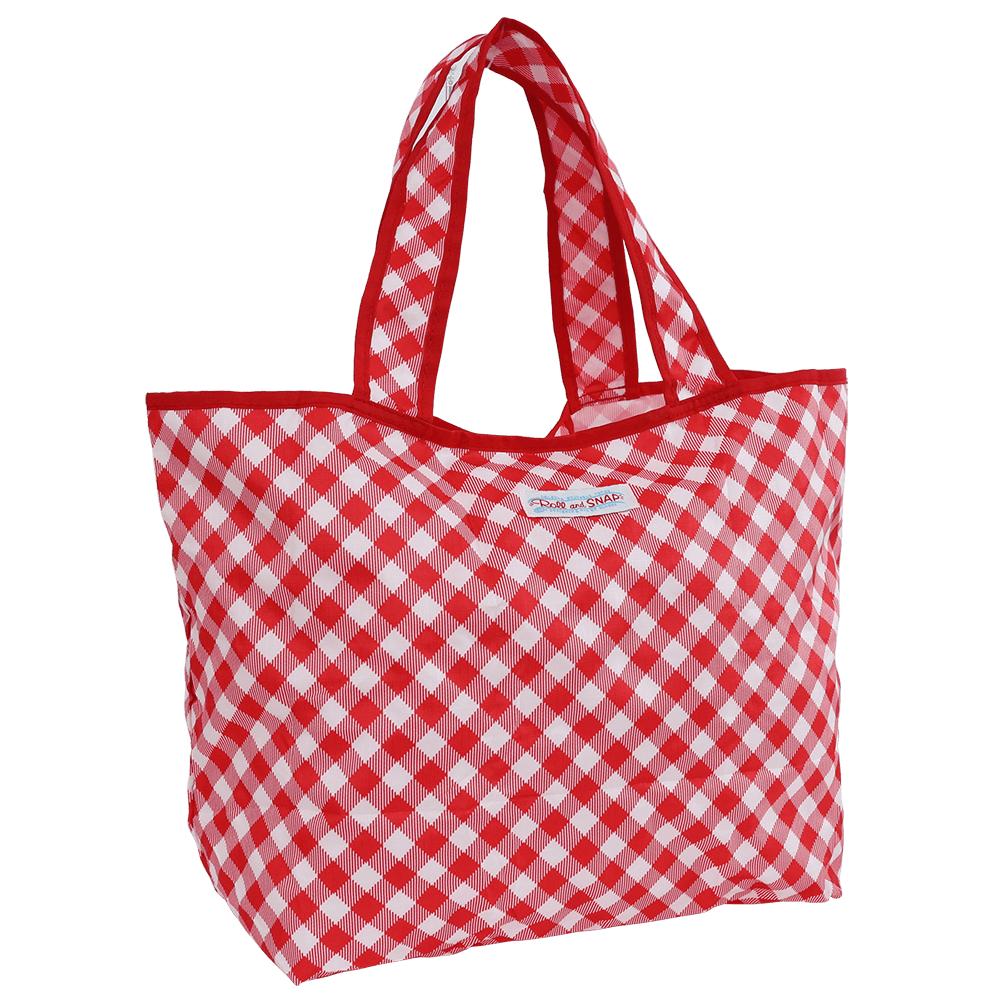 Roll & Snap Tote Bag / Red Gingham Check