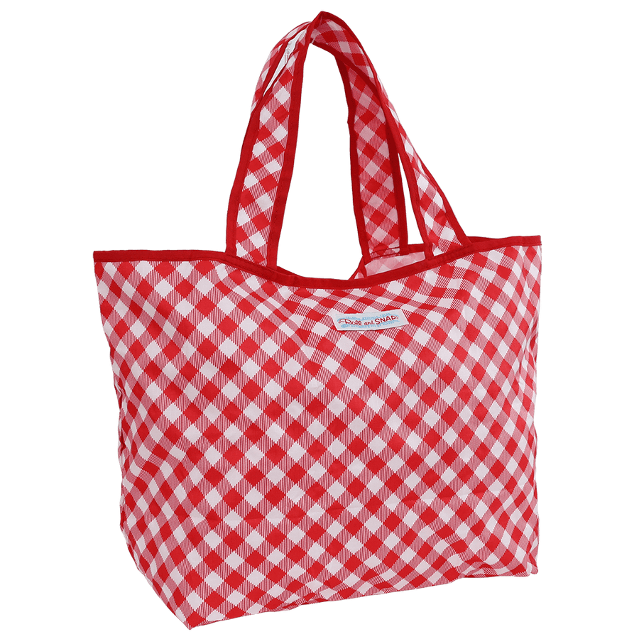 Roll & Snap Tote Bag / Red Gingham Check